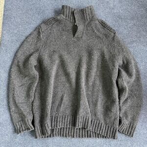 Gap Sweater Mens 2XL Gray 1/4 Zip Mock Neck Wool Tight Knit Heavyweight Pullover